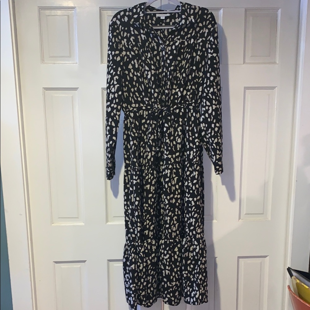 TOPSHOP Black and cream Patterned Dress